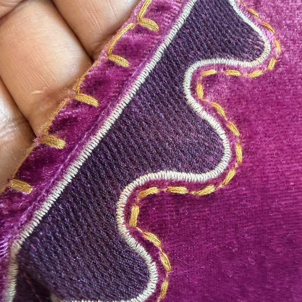 Easel Women's Embroidered Velvet Tunic Top Magenta Size Large Boho Peasant - Picture 5 of 14